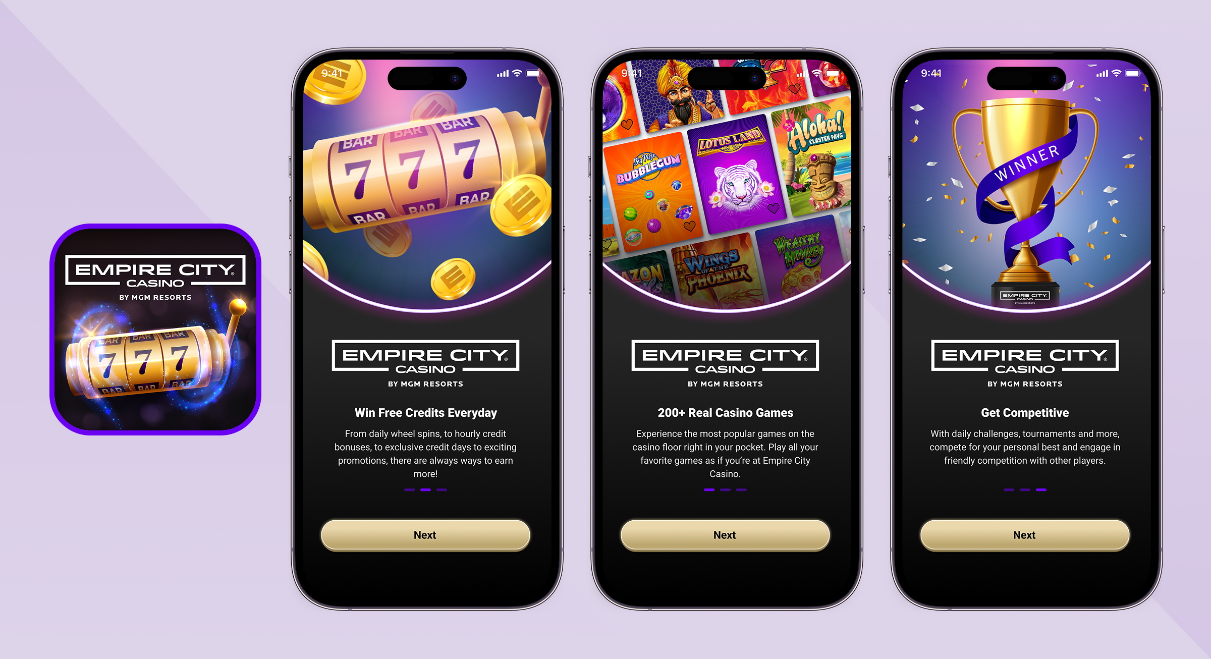 Empire City Casino overview wireframes