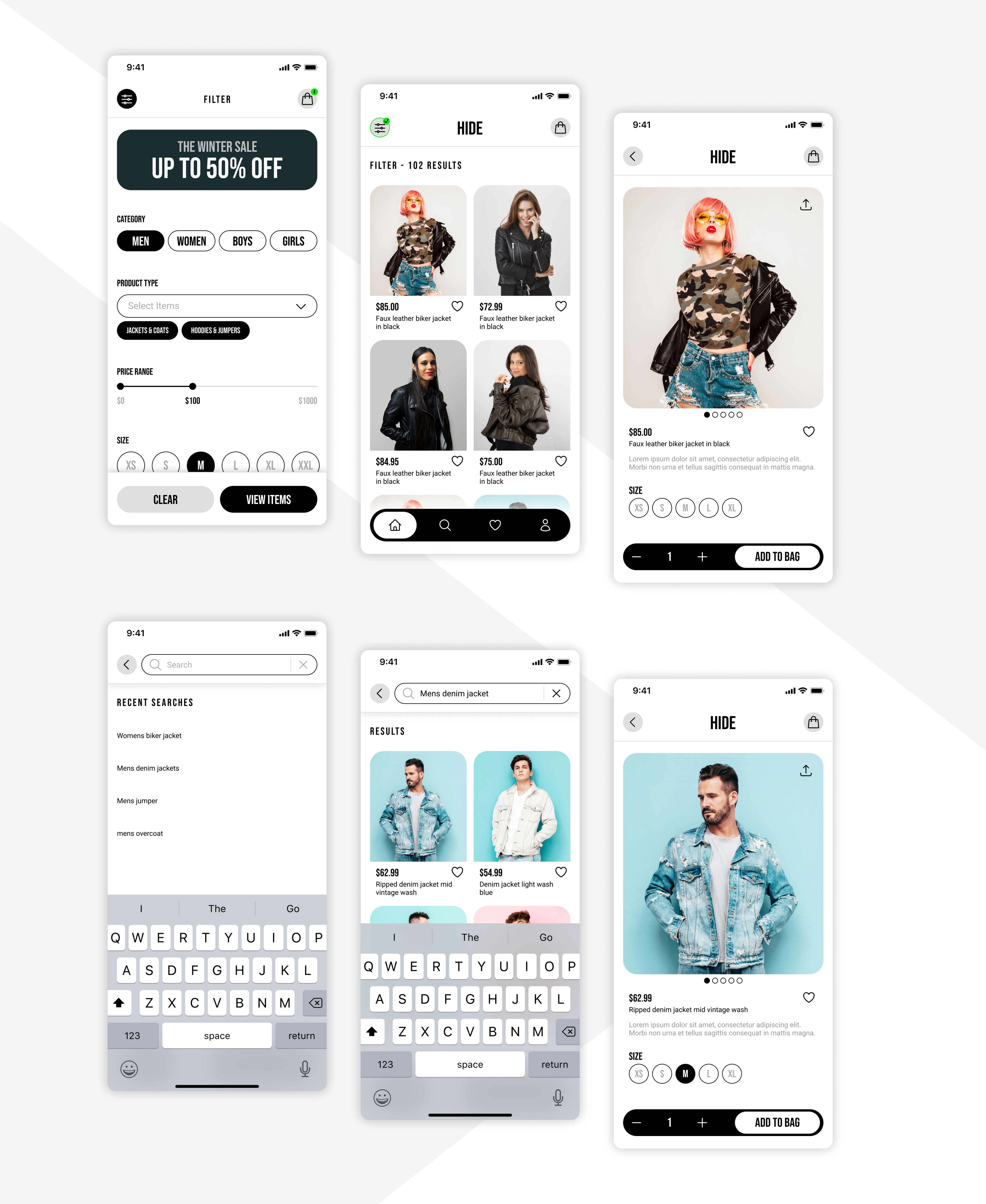 Hide Clothing product detail page concept