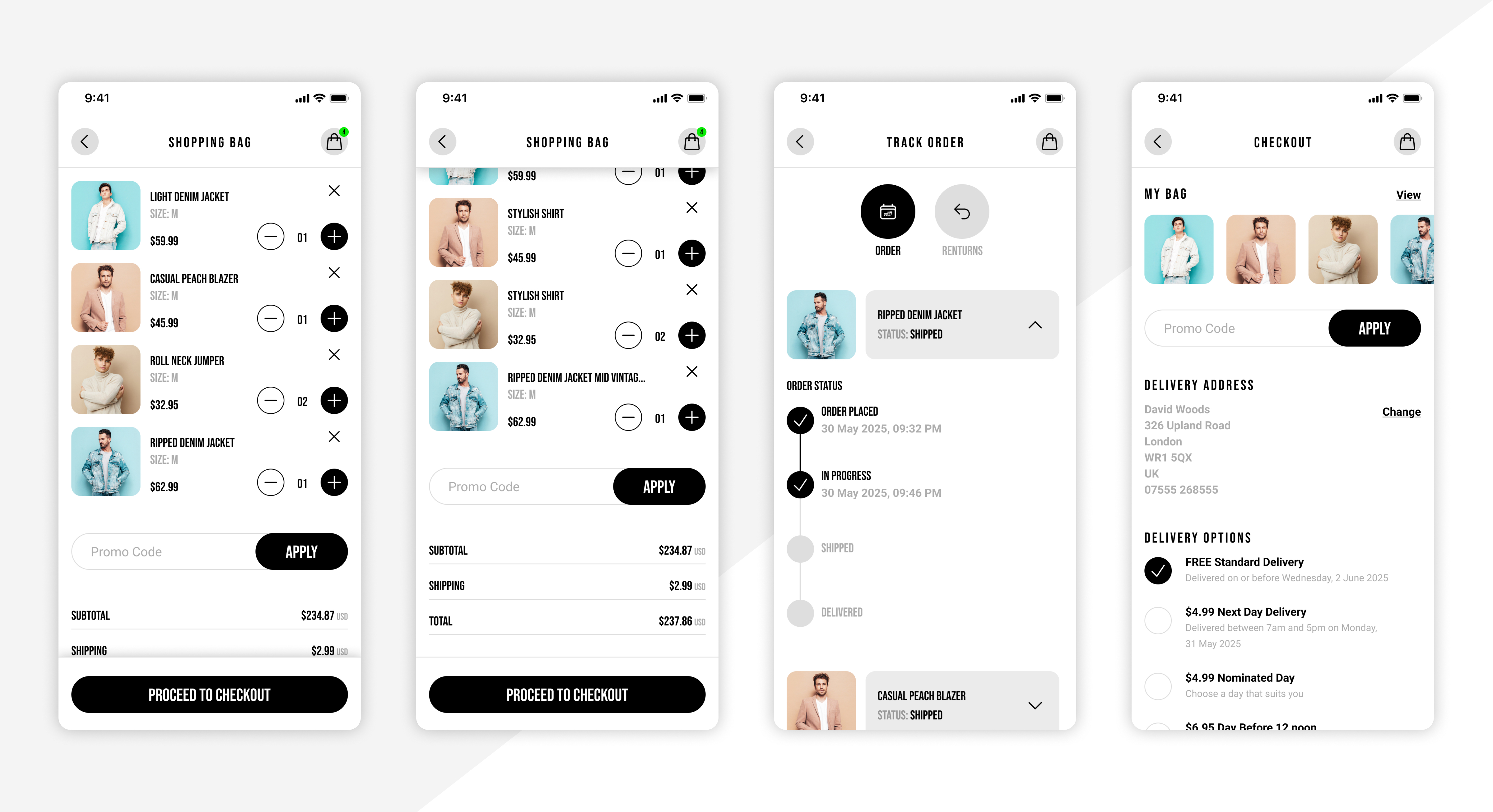 Hide Clothing bag and checkout flow concept