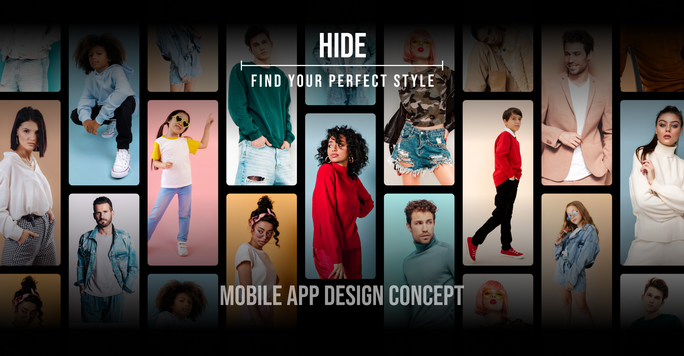 Hide Clothing mobile app concept hero screen